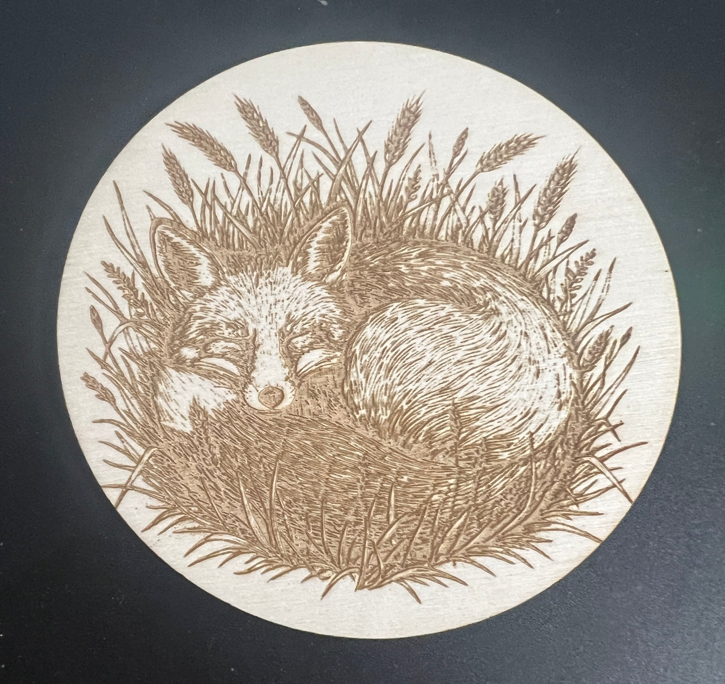 Wooden fox coaster