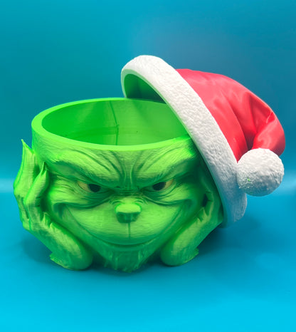 Santa Grinch candy bowl